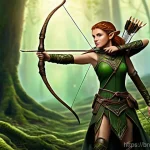 우주 식민지 개발에 따른 외계 생명체와의 관계 - **Enchanted Forest Elf Archer**: A majestic, young female wood elf archer stands gracefully amidst a...