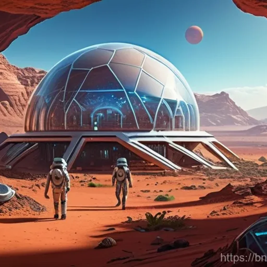 우주 식민지의 인간 존재론적 의미 - **Prompt 1: A Glimpse into a Martian Utopia**
    Create a vibrant, high-definition image depicting ...